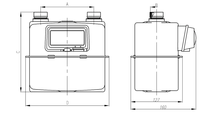 Compteur gaz à membrane, modèle compact