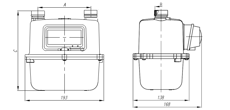 Compteur gaz à membrane, compact en aluminium