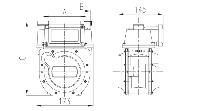 Compteur gaz à membrane, boîtier en aluminium